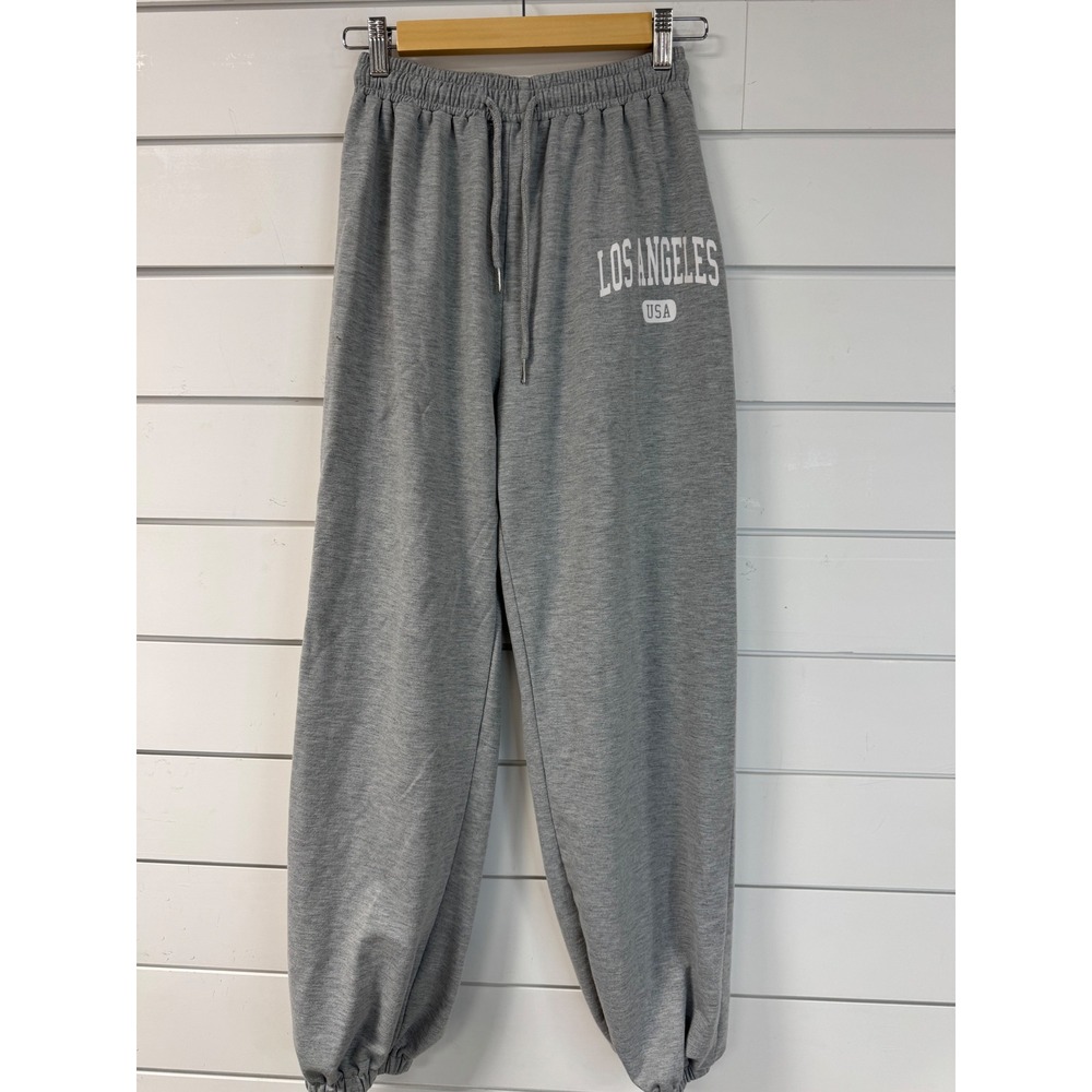 Romwe Los Angeles USA Graphic Joggers Gray Sweatpants Small